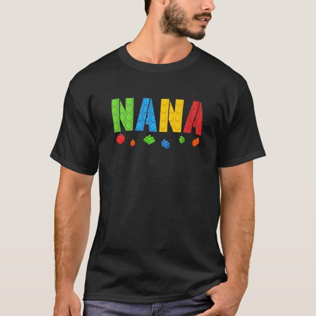 Nana Blocks Master Builder Brick Builder Birthday T Shirt (Framsida)
