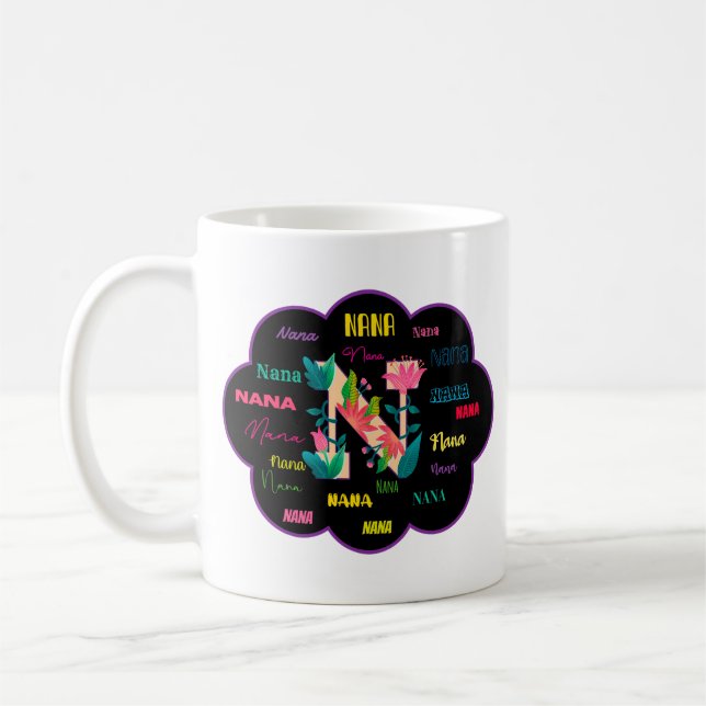 Nana Blommig Namn Initial Kaffemugg (Vänster)