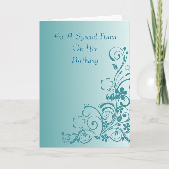 Nana Blommigt Birthday Card Kort (Framsida)