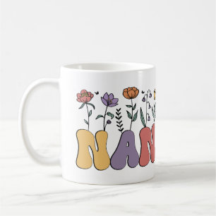 Nana Blommigt Mugg med Personlig Grandchild Namn