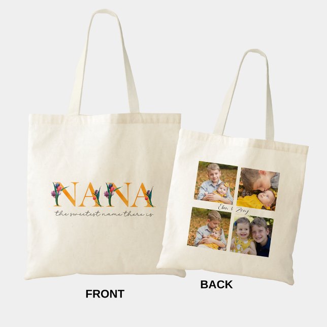 Nana Blommigt Personlig Photos Shopping Tote Bag Tygkasse (Skapare uppladdad)