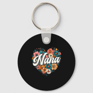 Nana blomsterg Heart blomma mors dag vintage retro Nyckelring