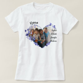 Nana-blomsterhjärta med Barnbarn Namn och foto T T Shirt