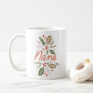Nana Bright Holly jul Red Script Kaffemugg
