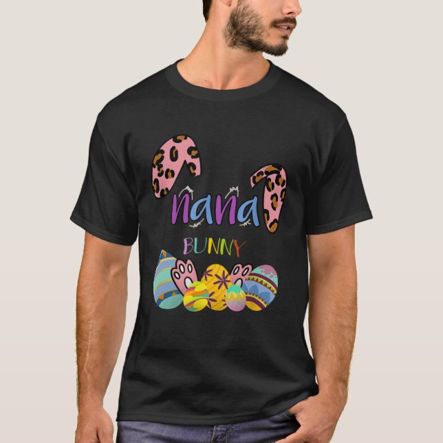 Nana Bunny Leopard Rabbit Mommy Grandma Easter Mot T Shirt (Framsida)