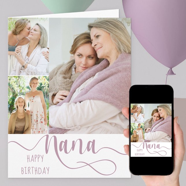 Nana Calligraphy 3 Photo Grattis på födelsedagen Kort (Skapare uppladdad)