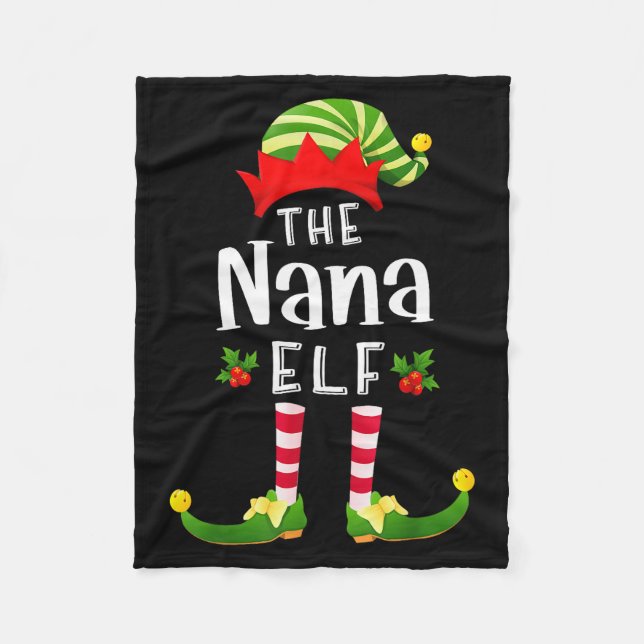 Nana Christmas Elf Matching Pajama X-mas Party  Fleecefilt (Framsidan)