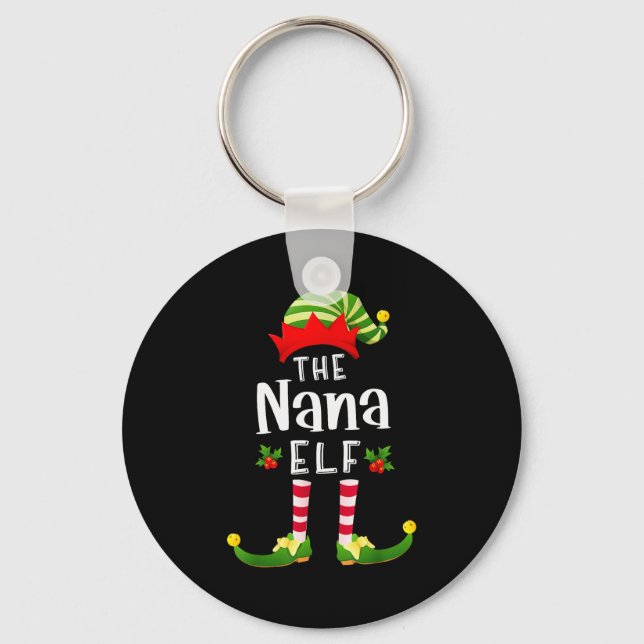 Nana Christmas Elf Matching Pajama X-mas Party  Nyckelring (Framsida)