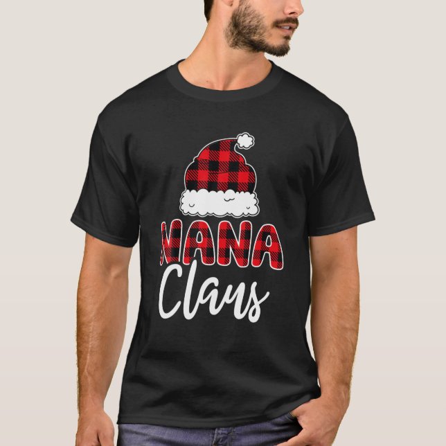 Nana Claus Buffalo Plade Julmatchningsfamilj T Shirt (Framsida)