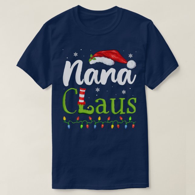 Nana Claus Funny Grandma Santa Pajamas jul I T Shirt (Design framsida)