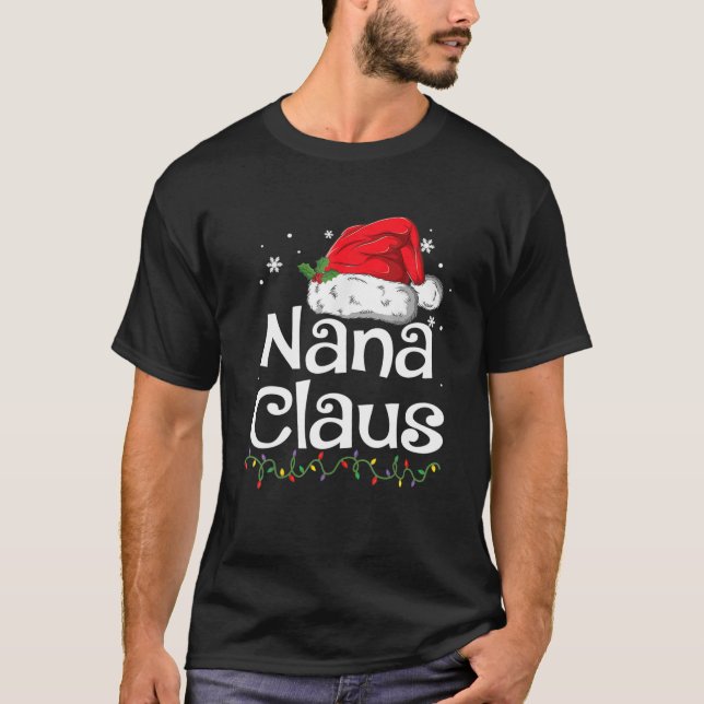 Nana Claus jul-familjen Pajama som matchar Julafto T Shirt (Framsida)