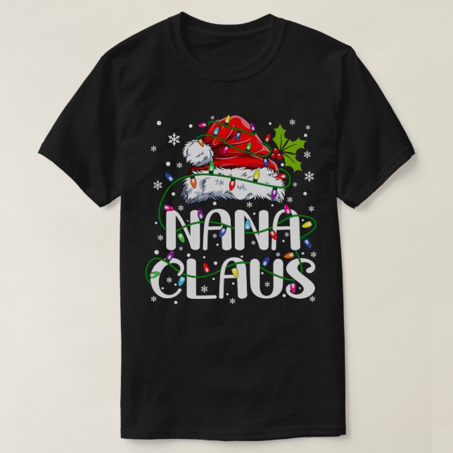 Nana Claus jul Ljus Pajama Family Matchin T Shirt (Design framsida)