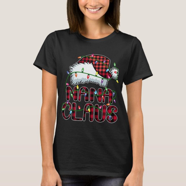 Nana Claus jul - matchning av Ljus Pajama-familjen T Shirt (Framsida)