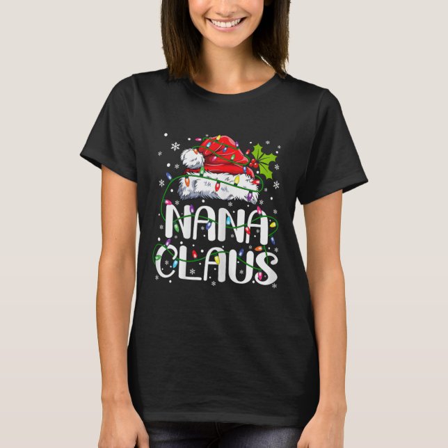 Nana Claus jul - matchning av Ljus Pajama-familjen T Shirt (Framsida)