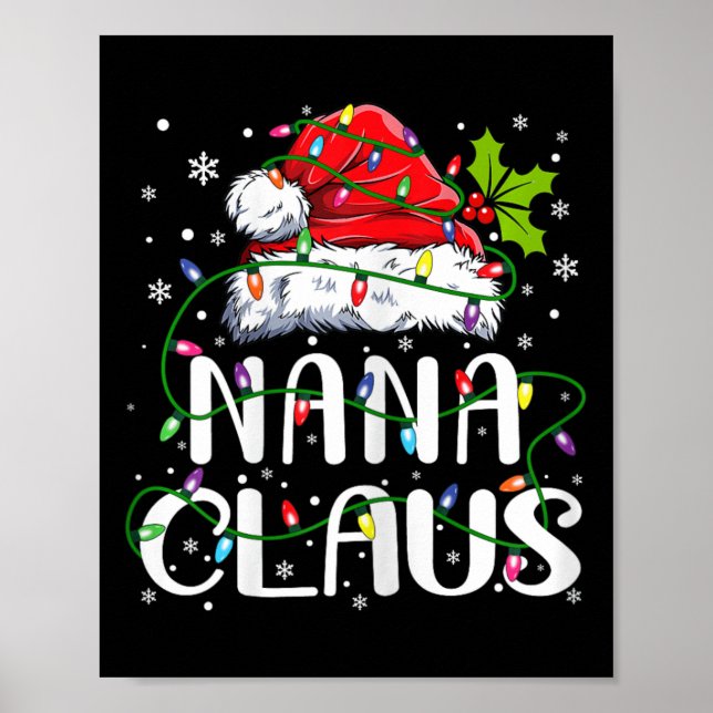 Nana Claus jul Santa Hat Matching Family Xma Poster (Framsidan)