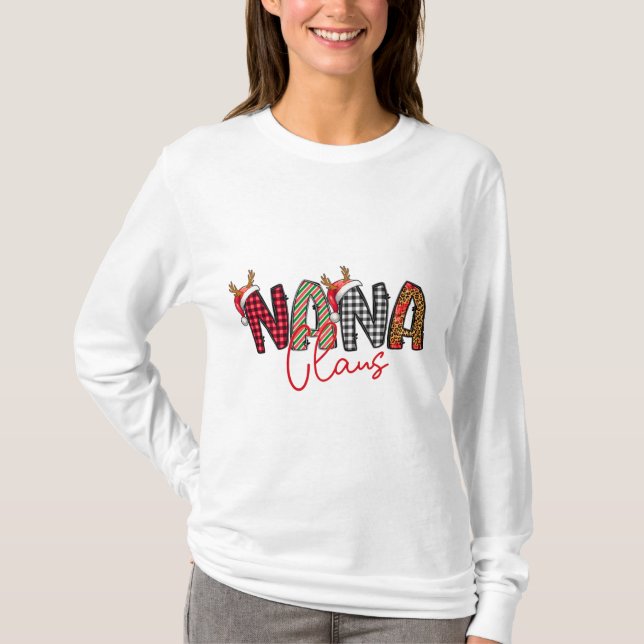 Nana Claus Retro Christmas Design T-Shirt (Framsida)