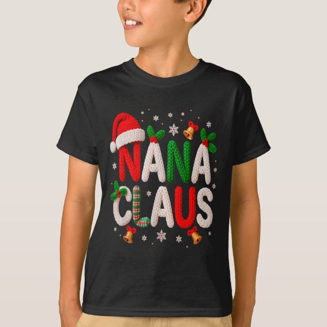 Nana Claus Santa Claus Crochet &amp; Knitting Love T Shirt (Framsida)