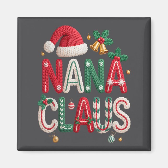 Nana Claus Santa Claus Grandma Family Matching Chr Magnet (Framsidan)