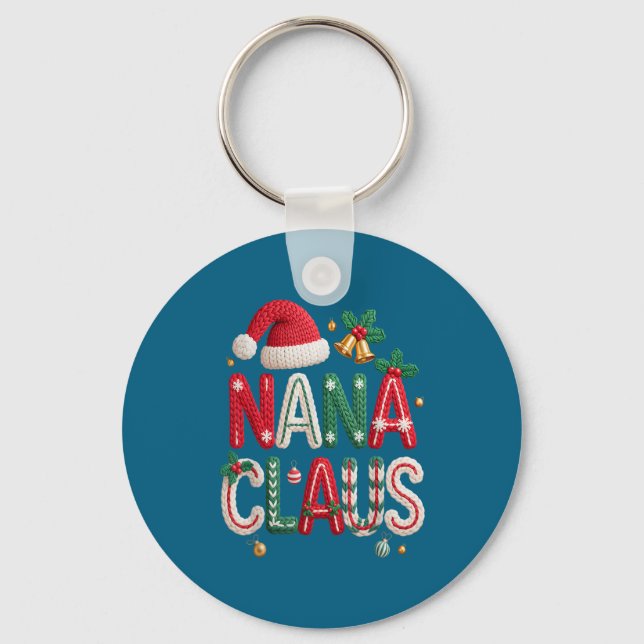 Nana Claus Santa Claus Grandma Family Matching Chr Nyckelring (Framsida)