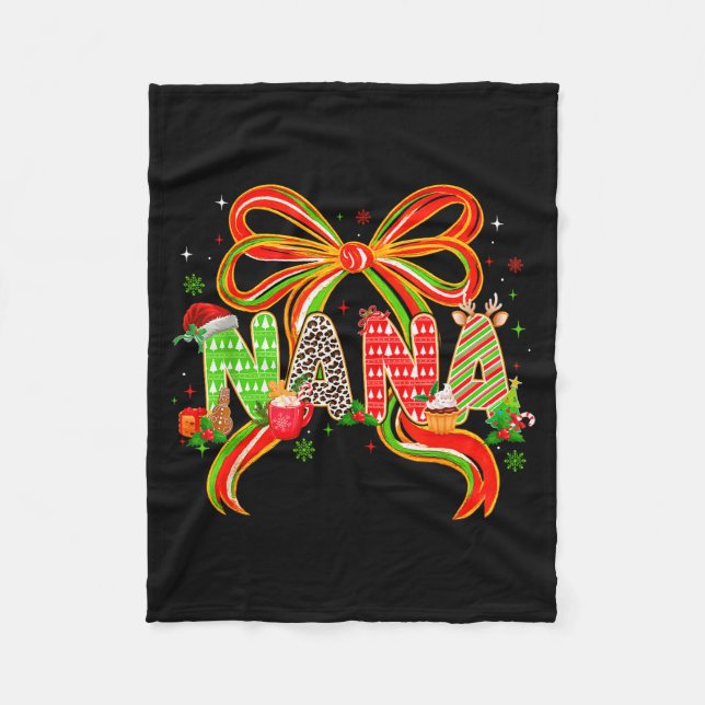 Nana Coquette Bow Christmas Pajamas Xmas Tree Coco Fleecefilt (Framsidan)