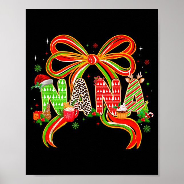 Nana Coquette Bow Christmas Pajamas Xmas Tree Coco Poster (Framsidan)
