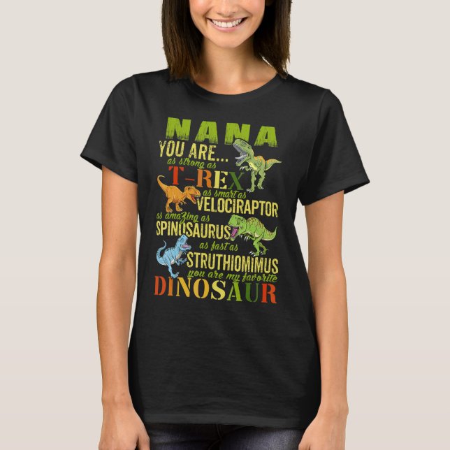 Nana du är lika stark som Rex Dinosaur Nanasaurus T Shirt (Framsida)