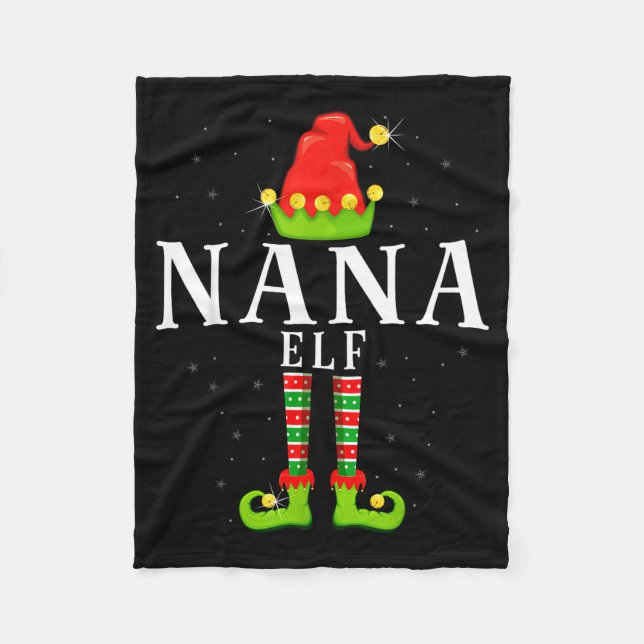 Nana Elf Christmas Matching Xmas Pajama  Fleecefilt (Framsidan)