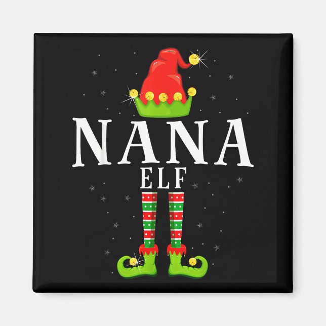 Nana Elf Christmas Matching Xmas Pajama  Magnet (Framsidan)