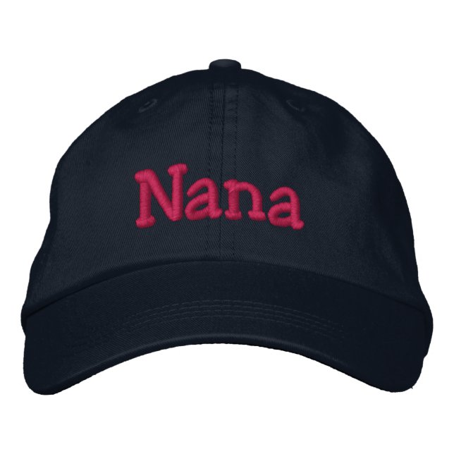 Nana Embroized Baseball Cap Navy Shock rosa Broderad Keps (Framsida)