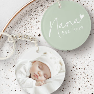 Nana Est-års handskrivet skript, hjärtfoto av grön