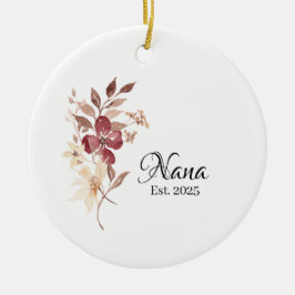 Nana Etabl. År – Ny Mormor/Moster Milstolpe Julgransprydnad Keramik