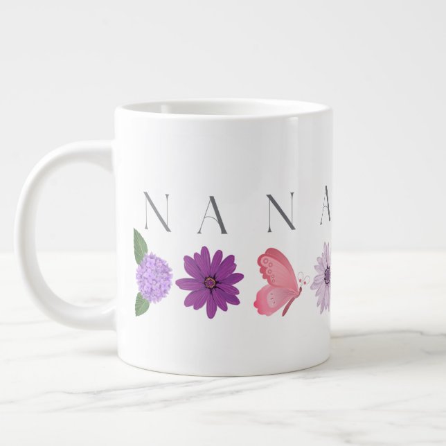 Nana Floral Fjäril, Morsdag present till henne Jumbo Mugg (Vänster)