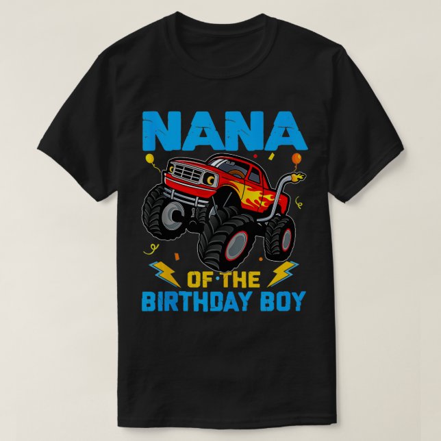 Nana, födelsedagspojken Monster Lastbil Bday Famil T Shirt (Design framsida)