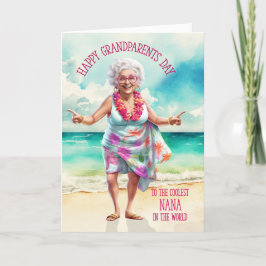 Nana Funny Grandma Beach Grandföräldrar Day Cooles Helgkort