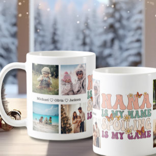 Nana Grandchild Personlig 8 Photo Collage Kaffemugg