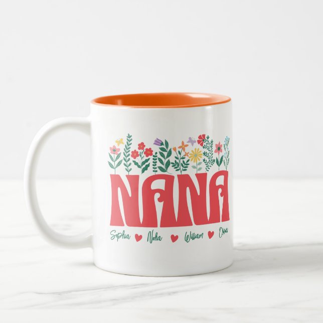 NANA GRANDMA GRANDMOTHER GRANNY -Customize it Två-Tonad Mugg (Vänster)