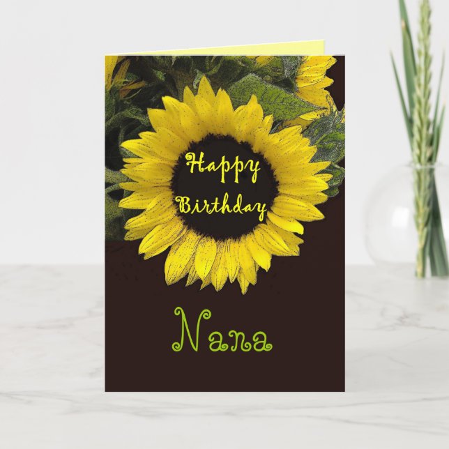 NANA Grattis på födelsedagen med Cheerful Solros Kort (Framsida)
