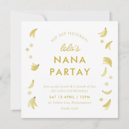 Nana Gult Gingham Banana Party Birthday Inbjudningar