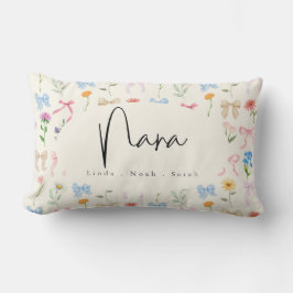 Nana handskrivna rosa slingor blommig lumbarkudde