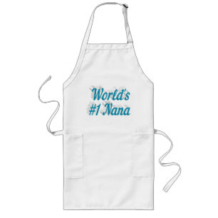 Nana himlar blå text lång apron långt förkläde