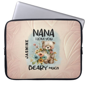 Nana I Kärlek Du Beary Mch - Personlig Namn Laptop Fodral