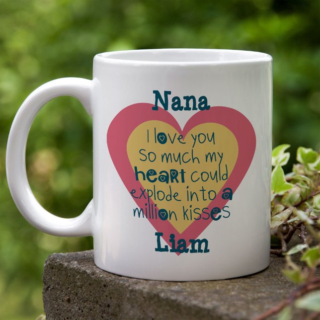Nana I kärlek så mycket Blue och Rosa Kärlek Heart Kaffemugg (Skapare uppladdad)