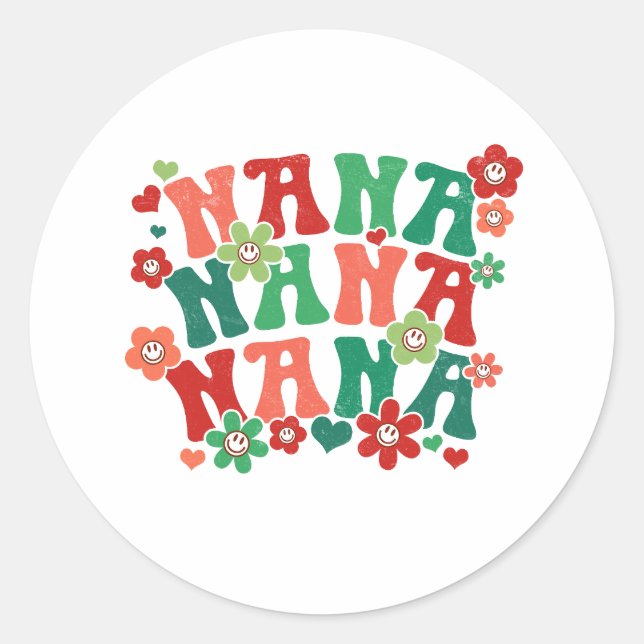 Nana jul Stickers Runt Klistermärke (Framsida)
