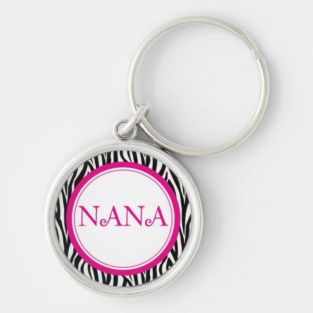 Nana Keychain - sebrastil Rund Silverfärgad Nyckelring (Framsidan)
