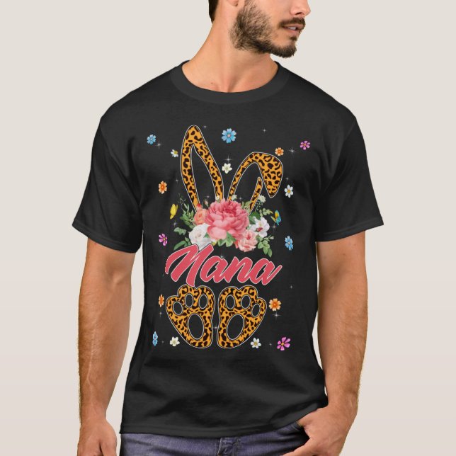 Nana Leopard Bunny Matching Family Easter Day Part T Shirt (Framsida)