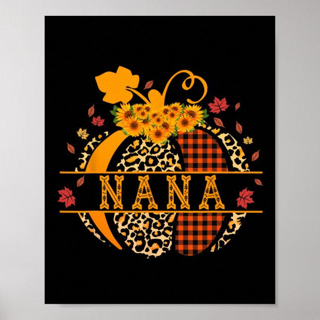 Nana Leopard Skriv ut Pumpkin för mormor Nana Wome Poster (Framsidan)