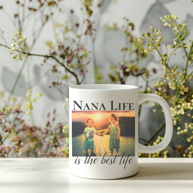 Nana Life Best Life Anpassningsbar Photo Kaffemugg (Nana Life is the Best Life Photo Mug)