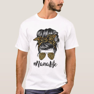 Nana Life Hair Bandana Glasses Leopard Print Mothe T Shirt