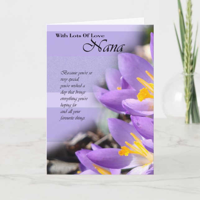 Nana lila crocus Birthday Card Kort (Framsida)