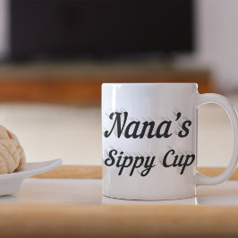 Nana lustiga kaffecitattecken, svart halvtext kaffemugg